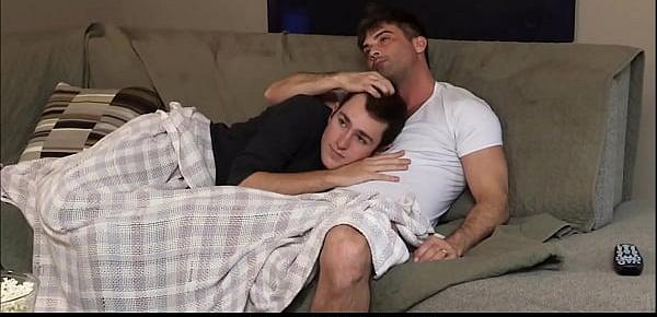  Young Step Son And His Step Dad Fuck On Family Couch During Movie Night